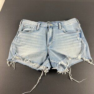 Silver Jean Shorts Women's 34* Frisco High Rise Blue Cut Offs Denim Jorts Tag 32